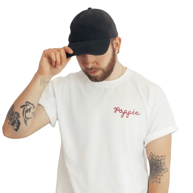 Custom portrait Embroidered photo T-shirt, outline photo Personalized text T shirt