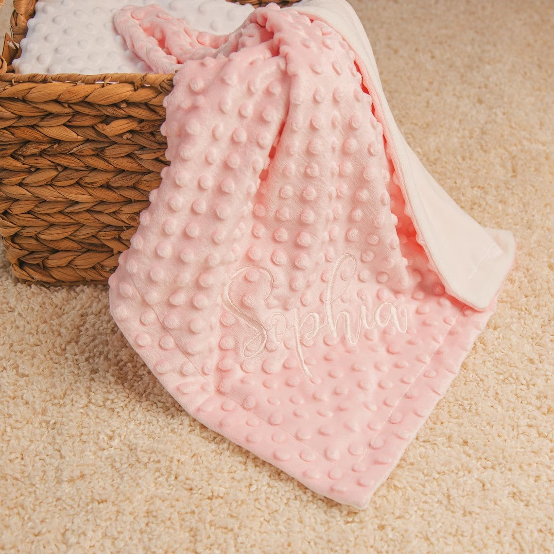 Embroidery custom Blanket Newborn Baby Girl Personalized Baptism Gift, Custom Minky With Name Swaddle Blankets