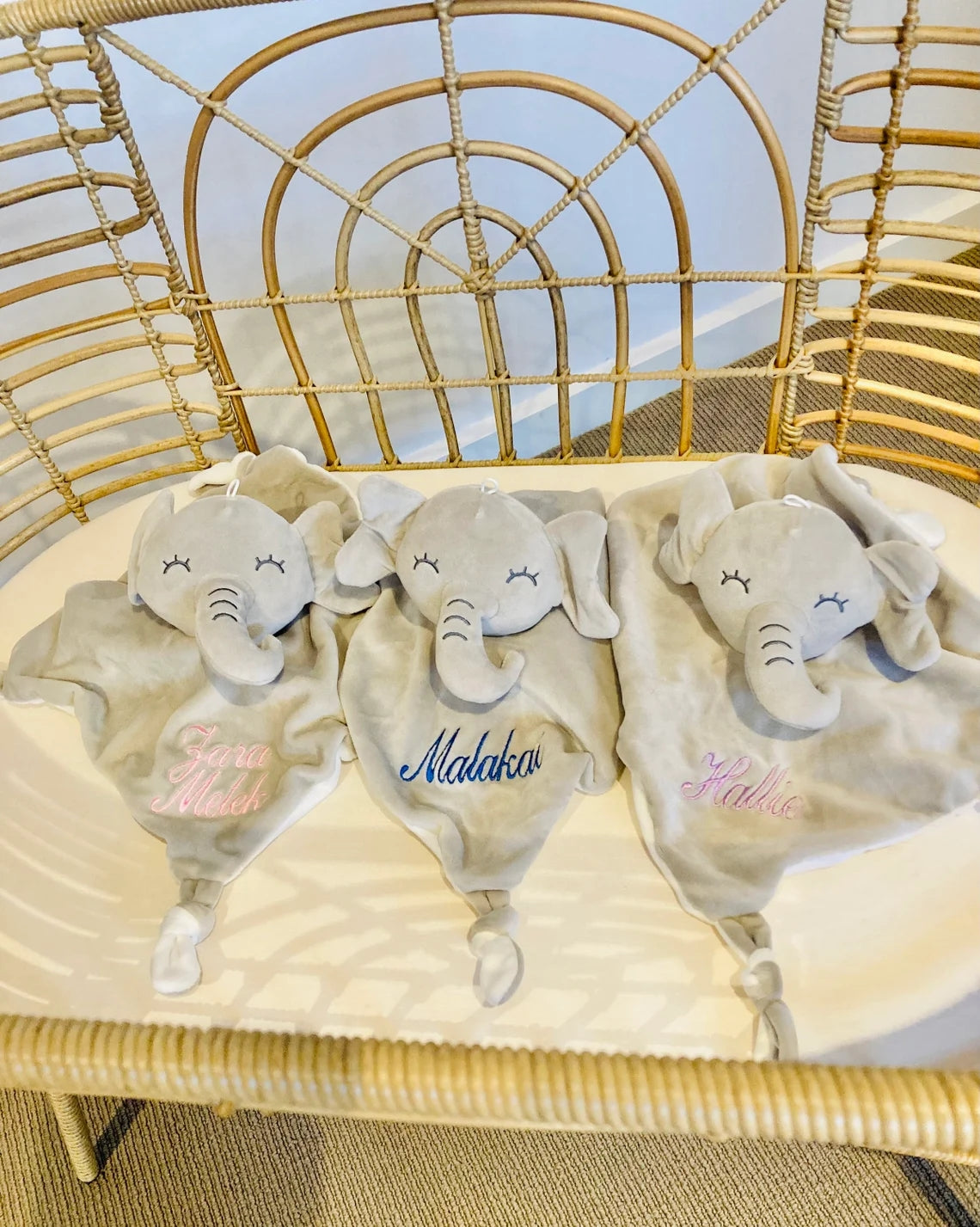 Embroidered custom Personalised baby comforter Stuffed animal gift, Newborn Gift