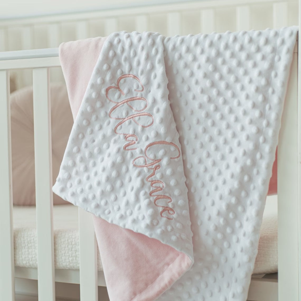 Embroidery custom Blanket Newborn Baby Girl Personalized Baptism Gift, Custom Minky With Name Swaddle Blankets