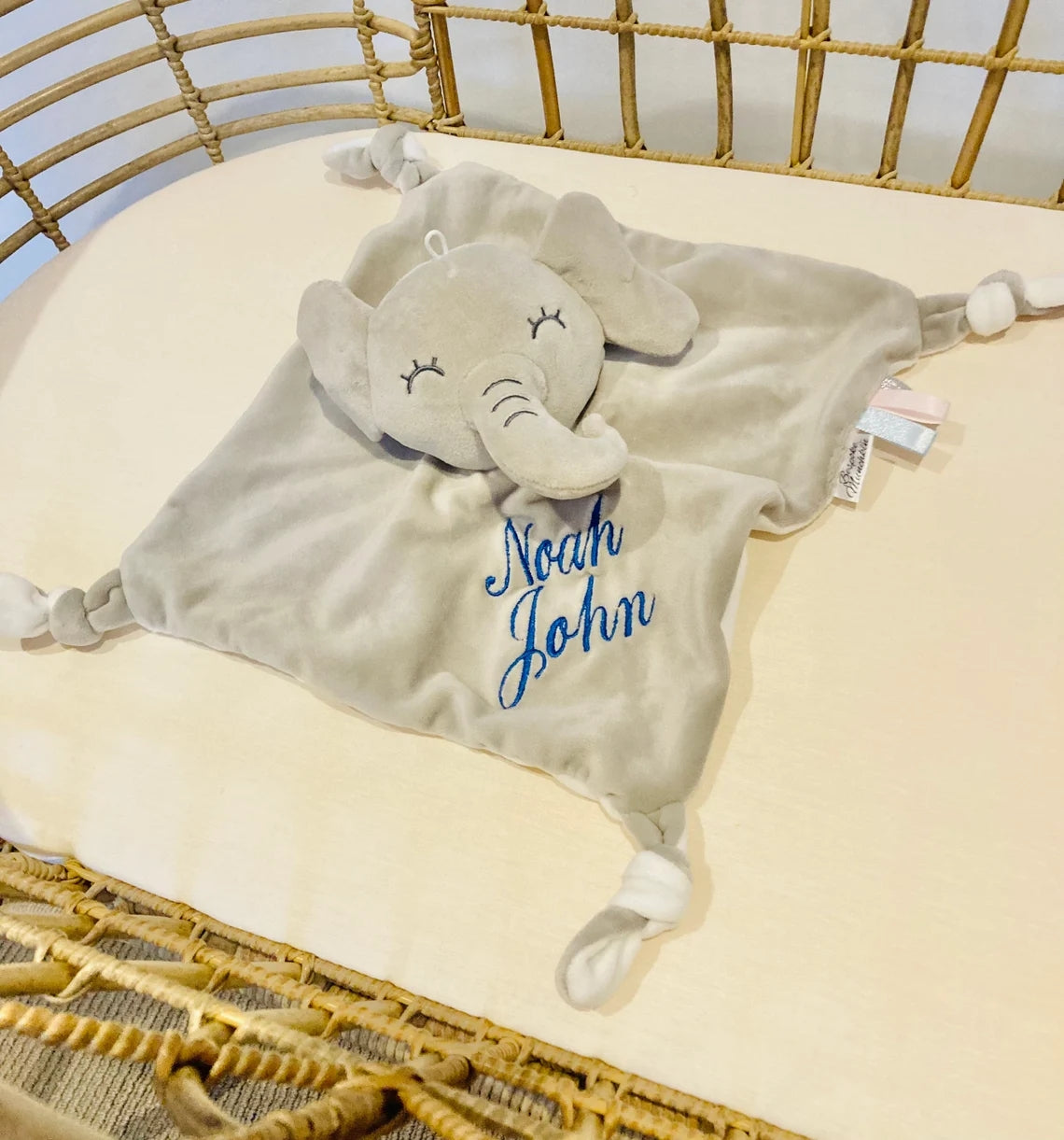 Embroidered custom Personalised baby comforter Stuffed animal gift, Newborn Gift