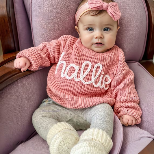 Personalized Hand-Embroidered Sweaters for Babies and Toddlers