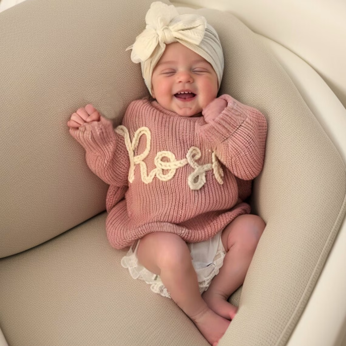 Personalized Hand-Embroidered Sweaters for Babies and Toddlers