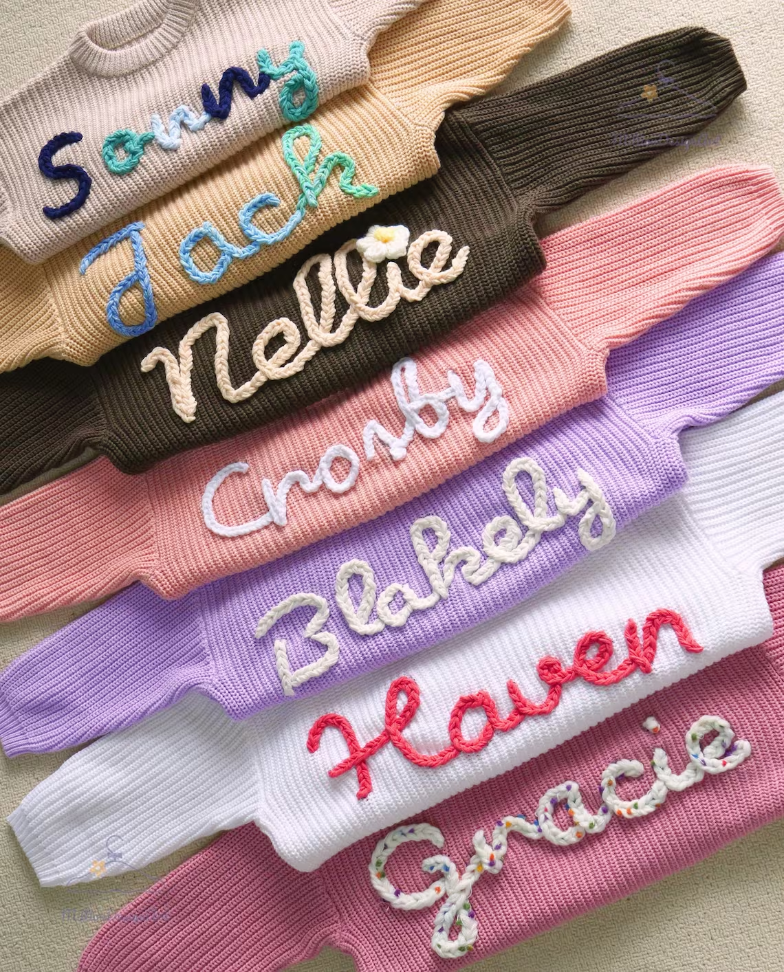 Personalized Hand-Embroidered Sweaters for Babies and Toddlers