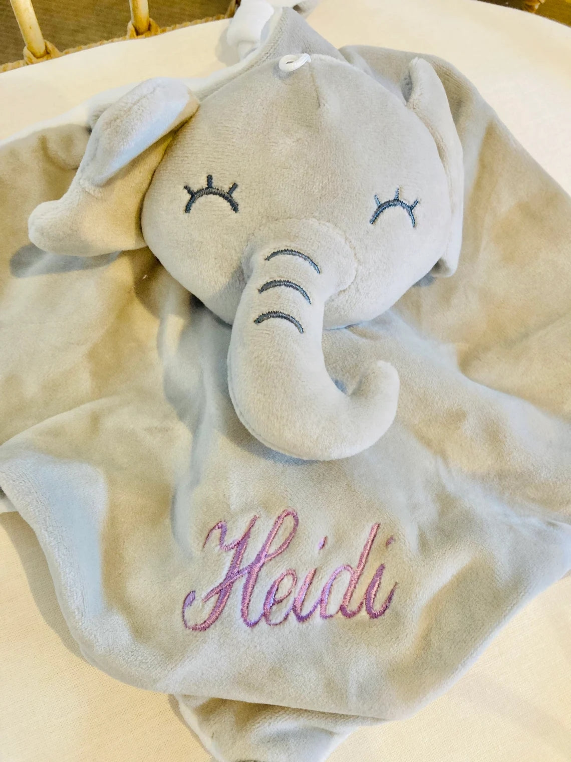 Embroidered  custom Personalised baby comforter Stuffed animal gift, Newborn Gift