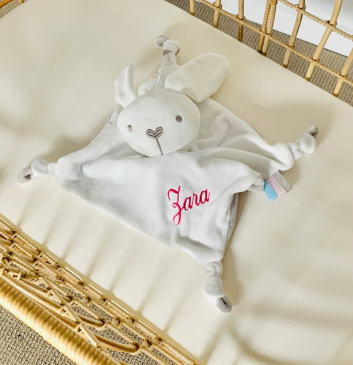 Embroidered  custom Personalised baby comforter Stuffed animal gift, Newborn Gift