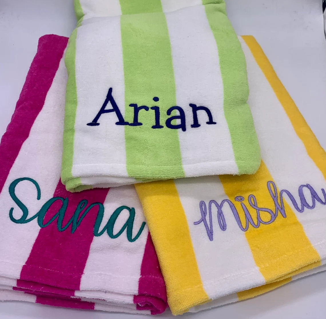 Personalized Embroidered Name Beach Towel 12 colors